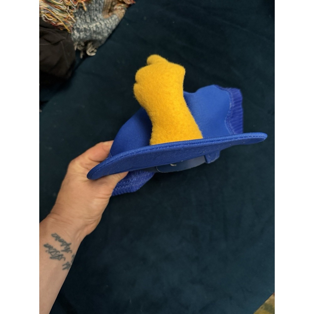 Vintage 80s Middle Finger Hat 3D Plush Blue Trucker Snapback Designer Award - Picture 3 of 12